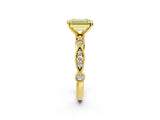Yellow gold Fancy Yellow Emerald  Milgrain Bezel Diamond Engagement Ring with Solitaire Prong Setting_174