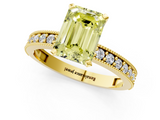Yellow gold Fancy Yellow Emerald  Milgrain Pave Diamond Engagement Ring with Four-Prong Setting_117