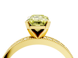 Yellow gold Fancy Yellow Emerald  Milgrain Pave Diamond Engagement Ring with Four-Prong Setting_120