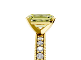 Yellow gold Fancy Yellow Emerald  Milgrain Pave Diamond Engagement Ring with Four-Prong Setting_121