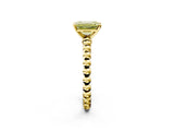 Yellow gold Fancy Yellow Emerald  Solitaire Beaded Band Prong Setting Ring 2