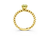 Yellow gold Fancy Yellow Emerald  Solitaire Beaded Band Prong Setting Ring 3