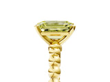 Yellow gold Fancy Yellow Emerald  Solitaire Beaded Band Prong Setting Ring 5