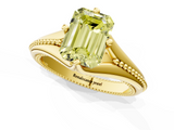 Yellow gold Fancy Yellow Emerald  Solitaire Beaded Band Six-Prong Setting_1