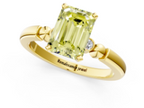 Yellow gold Fancy Yellow Emerald  Solitaire Beaded Band with Four-Prong Setting_29