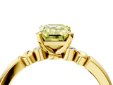 Yellow gold Fancy Yellow Emerald  Solitaire Beaded Band with Four-Prong Setting_32
