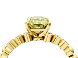Yellow gold Fancy Yellow Emerald  Solitaire Bezel Accent Diamond Engagement Ring with Beaded Band and Four-Prong Setting_44