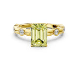 Yellow gold Fancy Yellow Emerald  Solitaire Bezel-Set Diamond Ring with Beaded Band and Four-Prong Setting_32