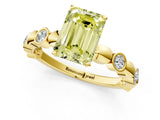 Yellow gold Fancy Yellow Emerald  Solitaire Bezel-Set Diamond Ring with Beaded Band and Four-Prong Setting_33