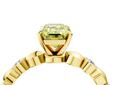 Yellow gold Fancy Yellow Emerald  Solitaire Bezel-Set Diamond Ring with Beaded Band and Four-Prong Setting_36