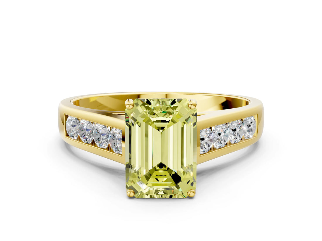 Yellow gold Fancy Yellow Emerald  Solitaire Channel-Set Diamond Engagement Ring with Four-Prong Setting_32
