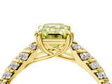 Yellow gold Fancy Yellow Emerald  Solitaire Chevron Pave Diamond Engagement Ring with Six-Prong Setting_7