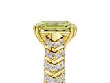 Yellow gold Fancy Yellow Emerald  Solitaire Chevron Pave Diamond Engagement Ring with Six-Prong Setting_8