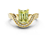 Yellow gold Fancy Yellow Emerald  Solitaire Diamond Engagement Ring with Pave Band and Four-Prong Setting 1