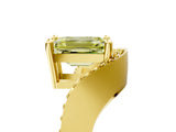 Yellow gold Fancy Yellow Emerald  Solitaire Diamond Engagement Ring with Pave Band and Four-Prong Setting