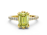 Yellow gold Fancy Yellow Emerald  Solitaire Diamond Engagement Ring with Pave Band and Six-Prong Setting_20