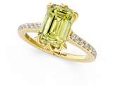 Yellow gold Fancy Yellow Emerald  Solitaire Diamond Engagement Ring with Pave Band and Six-Prong Setting_21