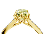 Yellow gold Fancy Yellow Emerald  Solitaire Diamond Engagement Ring with Pave Band and Six-Prong Setting_24