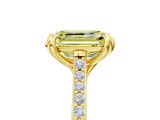 Yellow gold Fancy Yellow Emerald  Solitaire Diamond Engagement Ring with Pave Band and Six-Prong Setting_25