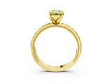 Yellow gold Fancy Yellow Emerald  Solitaire Diamond Engagement Ring with XO Engraved Band and Four-Prong Setting 4