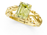 Yellow gold Fancy Yellow Emerald  Solitaire Diamond Leaf Vine Band with Prong Setting_29