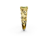 Yellow gold Fancy Yellow Emerald  Solitaire Diamond Leaf Vine Band with Prong Setting_30