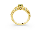 Yellow gold Fancy Yellow Emerald  Solitaire Diamond Leaf Vine Band with Prong Setting_31