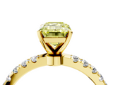 Yellow gold Fancy Yellow Emerald  Solitaire Diamond Pavé Band with Four-Prong Setting_32