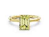 Yellow gold Fancy Yellow Emerald  Solitaire Diamond Ring with Bamboo Band and Four-Prong Setting_57