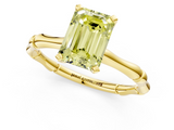 Yellow gold Fancy Yellow Emerald  Solitaire Diamond Ring with Bamboo Band and Four-Prong Setting_58