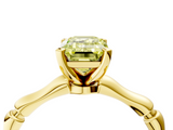 Yellow gold Fancy Yellow Emerald  Solitaire Diamond Ring with Bamboo Band and Four-Prong Setting_61