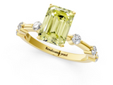 Yellow gold Fancy Yellow Emerald  Solitaire Diamond Ring with Bezel Set Side Stones and Prong Setting_4