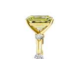 Yellow gold Fancy Yellow Emerald  Solitaire Diamond Ring with Bezel Set Side Stones and Prong Setting_8
