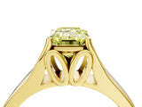 Yellow gold Fancy Yellow Emerald  Solitaire Diamond Ring with Cathedral Band and Four-Prong Setting_63