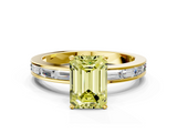Yellow gold Fancy Yellow Emerald  Solitaire Diamond Ring with Channel-Set Baguette Band and Four-Prong Setting_85