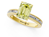 Yellow gold Fancy Yellow Emerald  Solitaire Diamond Ring with Channel-Set Baguette Band and Four-Prong Setting_86