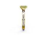 Yellow gold Fancy Yellow Emerald  Solitaire Diamond Ring with Channel-Set Baguette Band and Four-Prong Setting_87