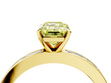 Yellow gold Fancy Yellow Emerald  Solitaire Diamond Ring with Channel-Set Baguette Band and Four-Prong Setting_89