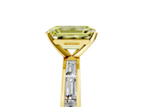 Yellow gold Fancy Yellow Emerald  Solitaire Diamond Ring with Channel-Set Baguette Band and Four-Prong Setting_90