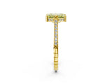 Yellow gold Fancy Yellow Emerald  Solitaire Diamond Ring with Channel Set Band and Bezel Prong Setting_82
