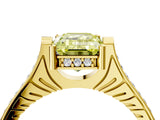 Yellow gold Fancy Yellow Emerald  Solitaire Diamond Ring with Channel Set Band and Bezel Prong Setting_84