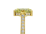 Yellow gold Fancy Yellow Emerald  Solitaire Diamond Ring with Channel Set Band and Bezel Prong Setting_85