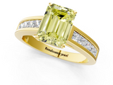 Yellow gold Fancy Yellow Emerald  Solitaire Diamond Ring with Channel-Set Band and Four-Prong Setting_4