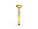 Yellow gold Fancy Yellow Emerald  Solitaire Diamond Ring with Channel-Set Band and Four-Prong Setting_5