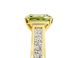 Yellow gold Fancy Yellow Emerald  Solitaire Diamond Ring with Channel-Set Band and Four-Prong Setting_8