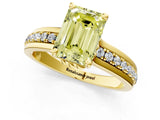 Yellow gold Fancy Yellow Emerald  Solitaire Diamond Ring with Channel Set Band and Six-Prong Setting_49