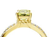 Yellow gold Fancy Yellow Emerald  Solitaire Diamond Ring with Channel Set Band and Six-Prong Setting_52