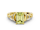 Yellow gold Fancy Yellow Emerald  Solitaire Diamond Ring with Filigree Band and Four-Prong Setting_47