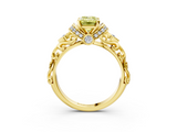 Yellow gold Fancy Yellow Emerald  Solitaire Diamond Ring with Filigree Band and Four-Prong Setting_50