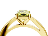 Yellow gold Fancy Yellow Emerald  Solitaire Diamond Ring with Four-Prong Setting and Classic Band_7